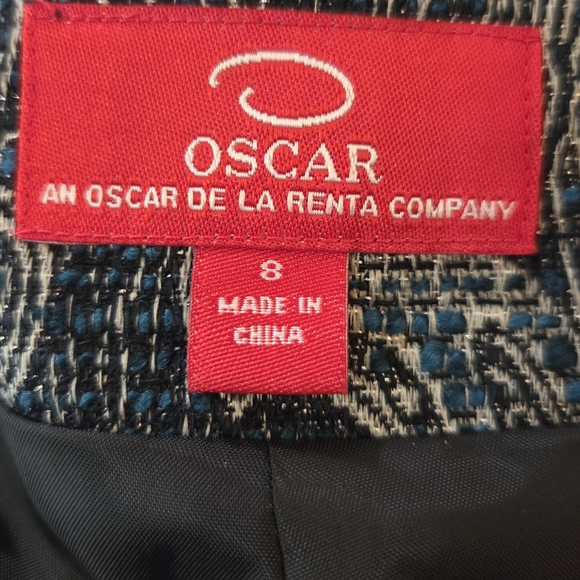 Oscar de la Renta Blue and Gray Paisley Straight Leg Pants Size 8 - Picture 7 of 7